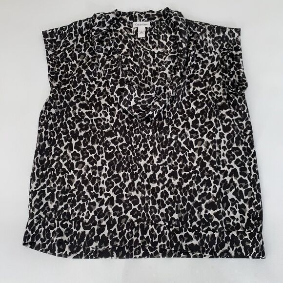 Calvin Klein Top Womens Large Animal Print Cheetah Leopard Career Work Mob Wife - Picture 7 of 7